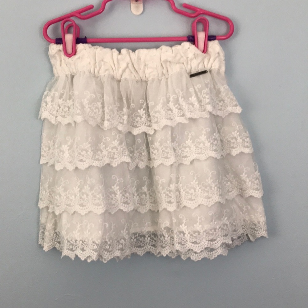 White Ruffle Lace Skirt